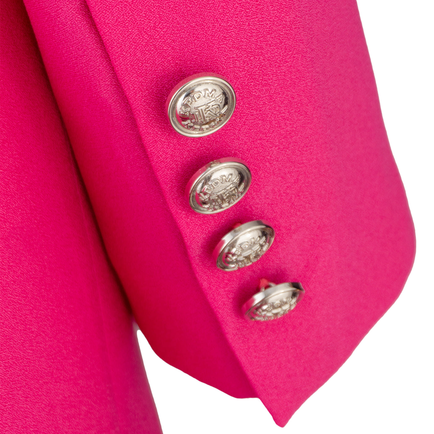 Fuchsia Suit with Pearl Buttons – Bold and Elegant