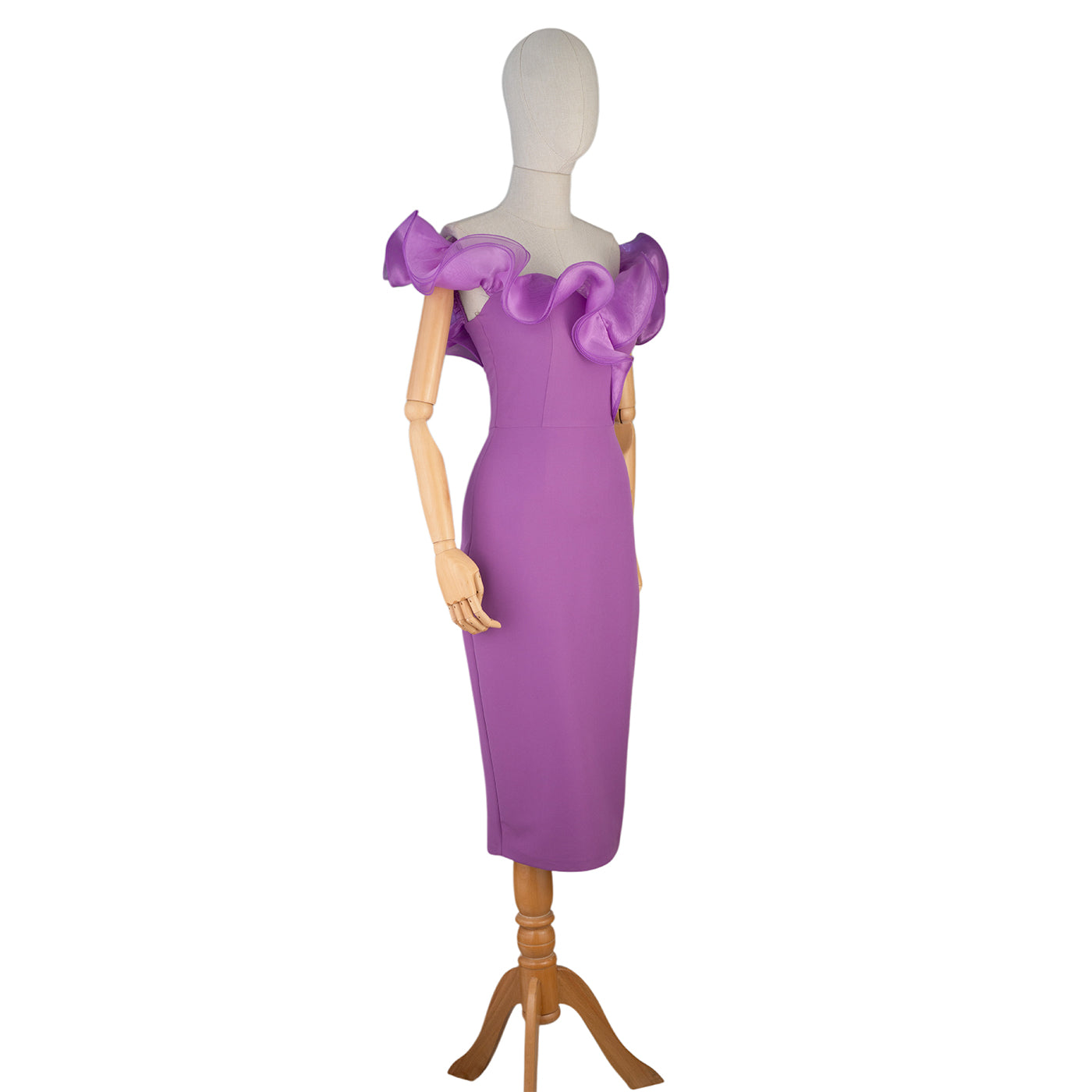 Off-Shoulder Midi Dress with Ruffled Detail — Softness &amp; Chic