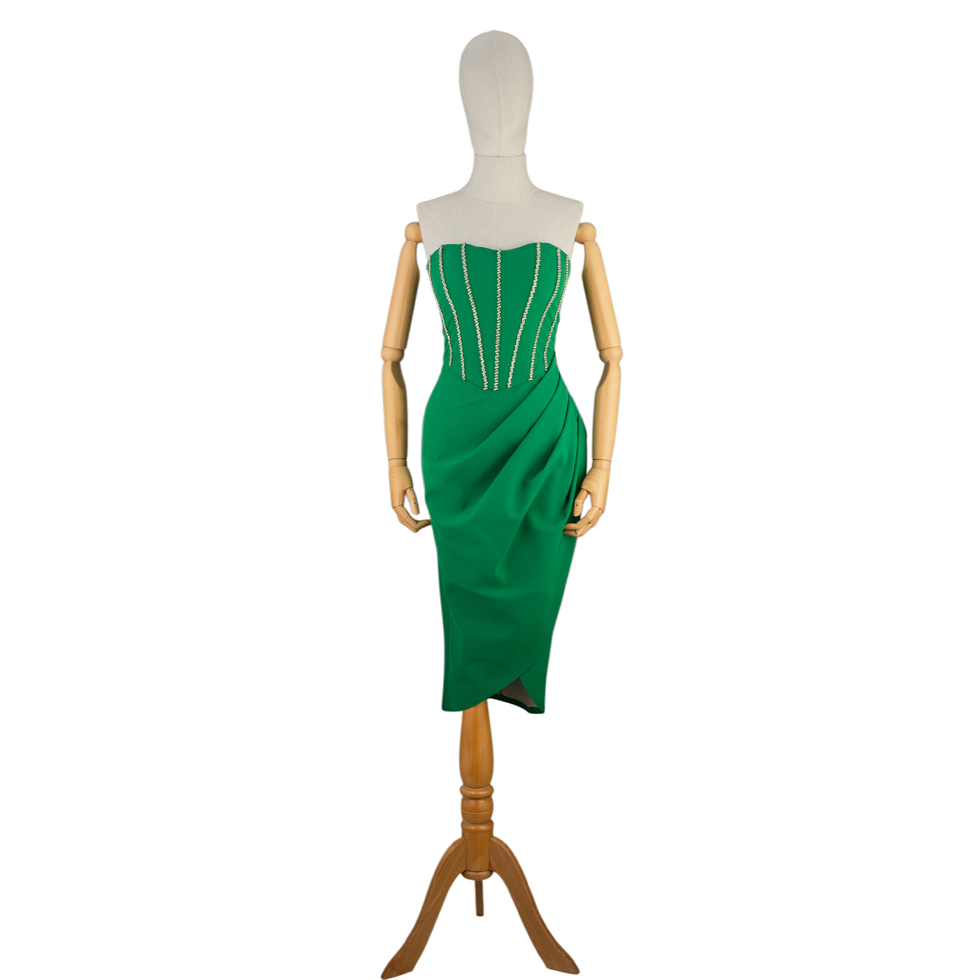 Corset Midi Dress with Rhinestones — Elegance in Motion