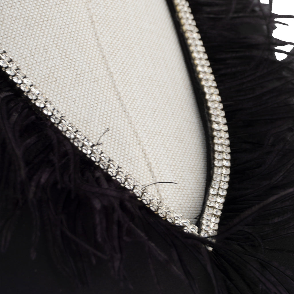 Black Midi Dress with Feathers and Front Slit