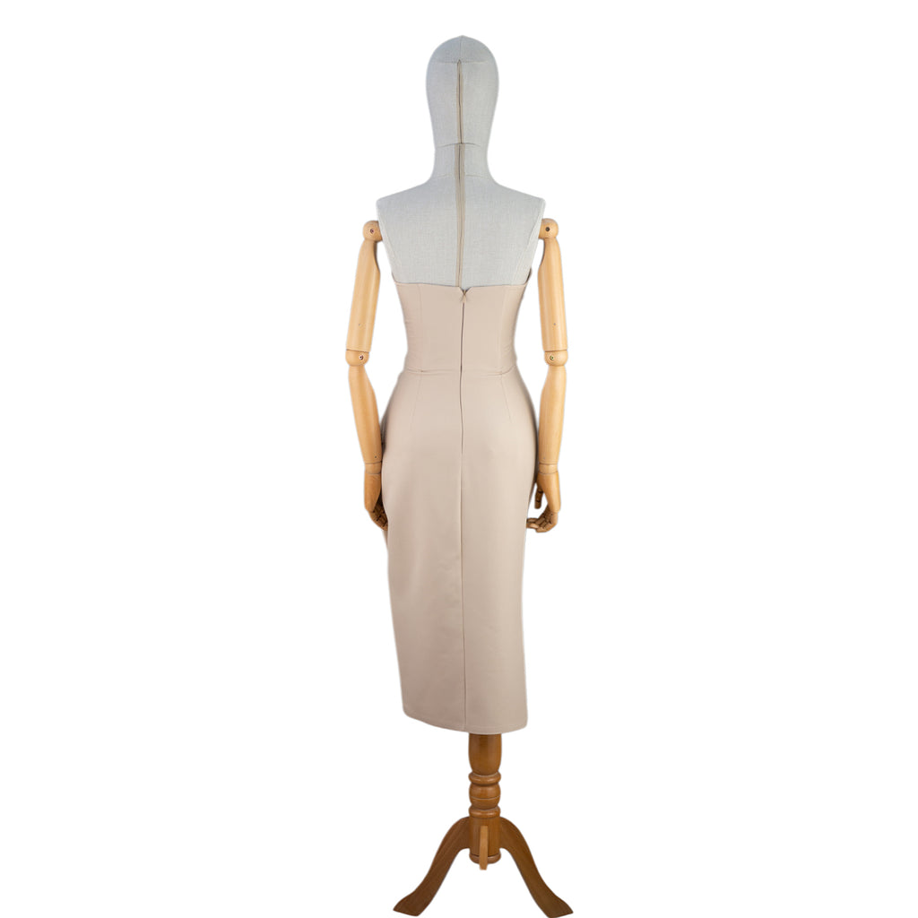 Draped Midi Dress with Rhinestone Corset — Pure Sophistication