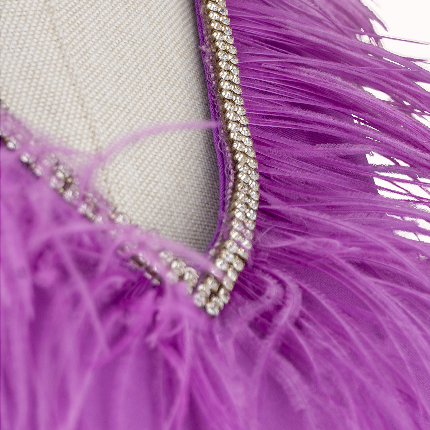 Purple Feather Midi Dress with Front Slit