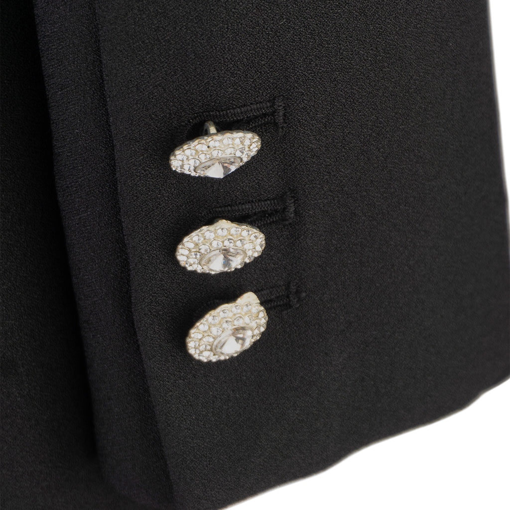 Black Women's Suit with Rhinestone Shoulder Detail – Bold &amp; Elegant Statement