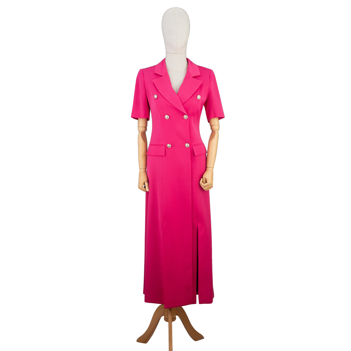 Fuchsia Double-Breasted Blazer Dress – Bold, Chic & Empowering