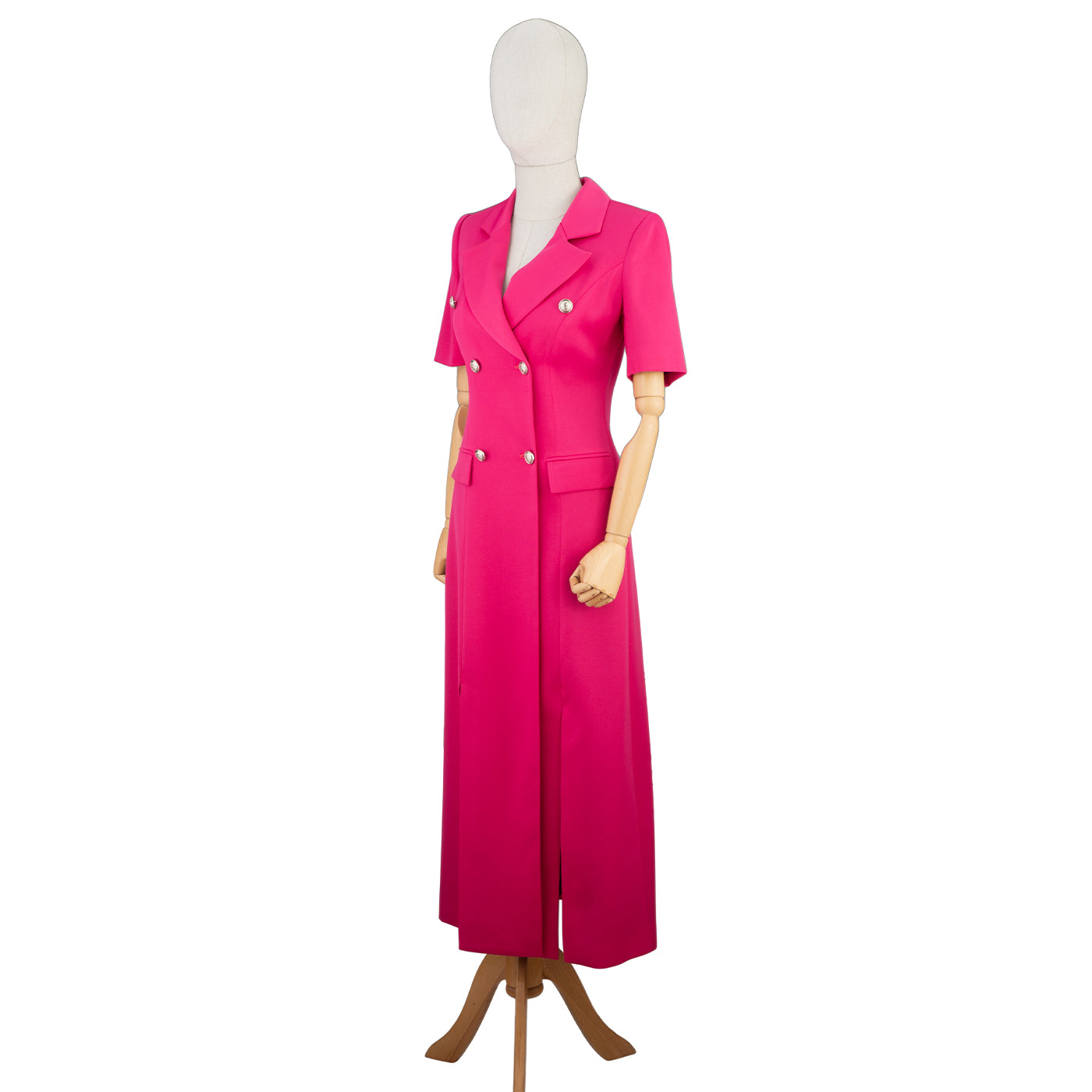 Fuchsia Double-Breasted Blazer Dress – Bold, Chic & Empowering