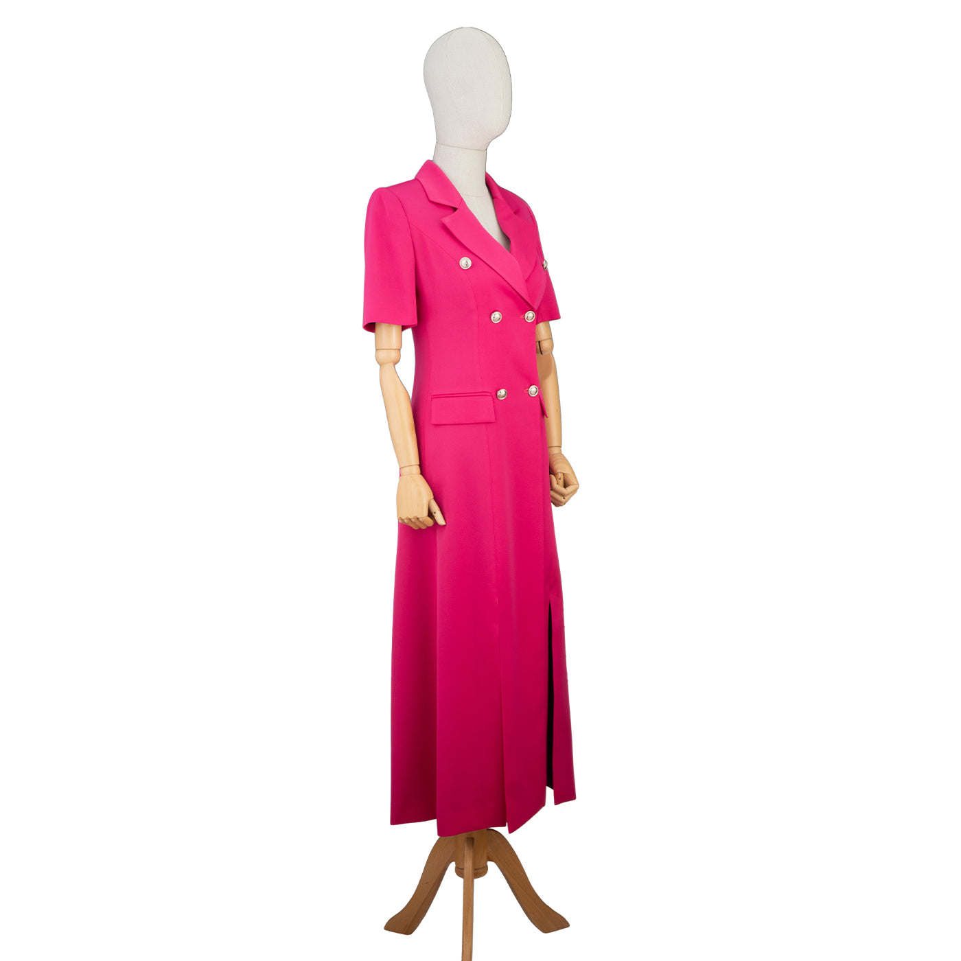 Fuchsia Double-Breasted Blazer Dress – Bold, Chic & Empowering