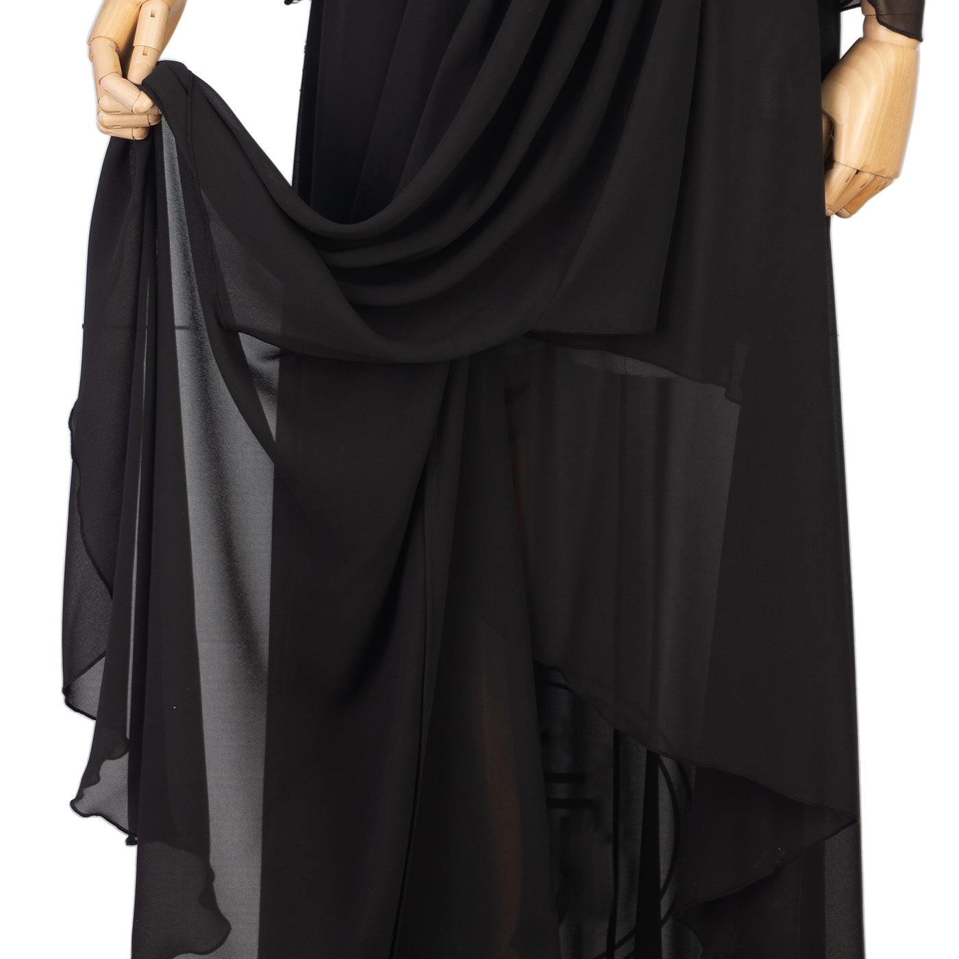 Black Chiffon Cold-Shoulder Dress – Drama & Elegance Combined