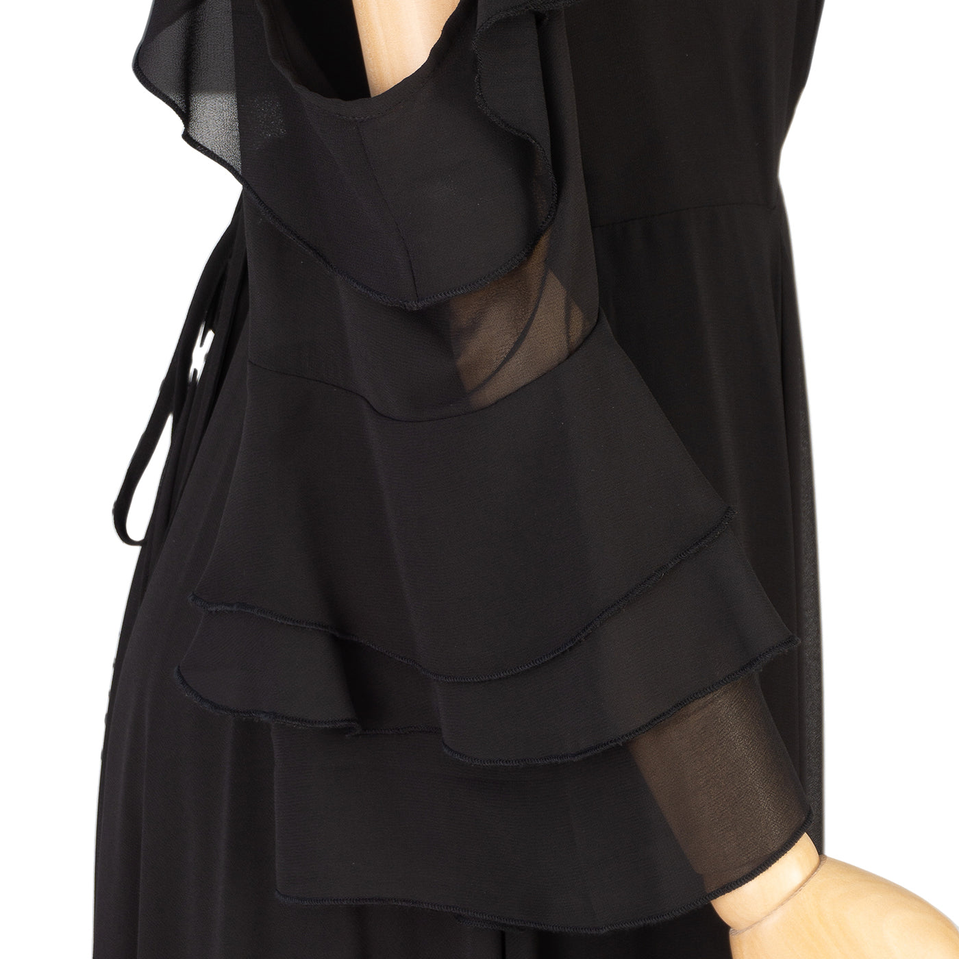 Black Chiffon Cold-Shoulder Dress – Drama & Elegance Combined