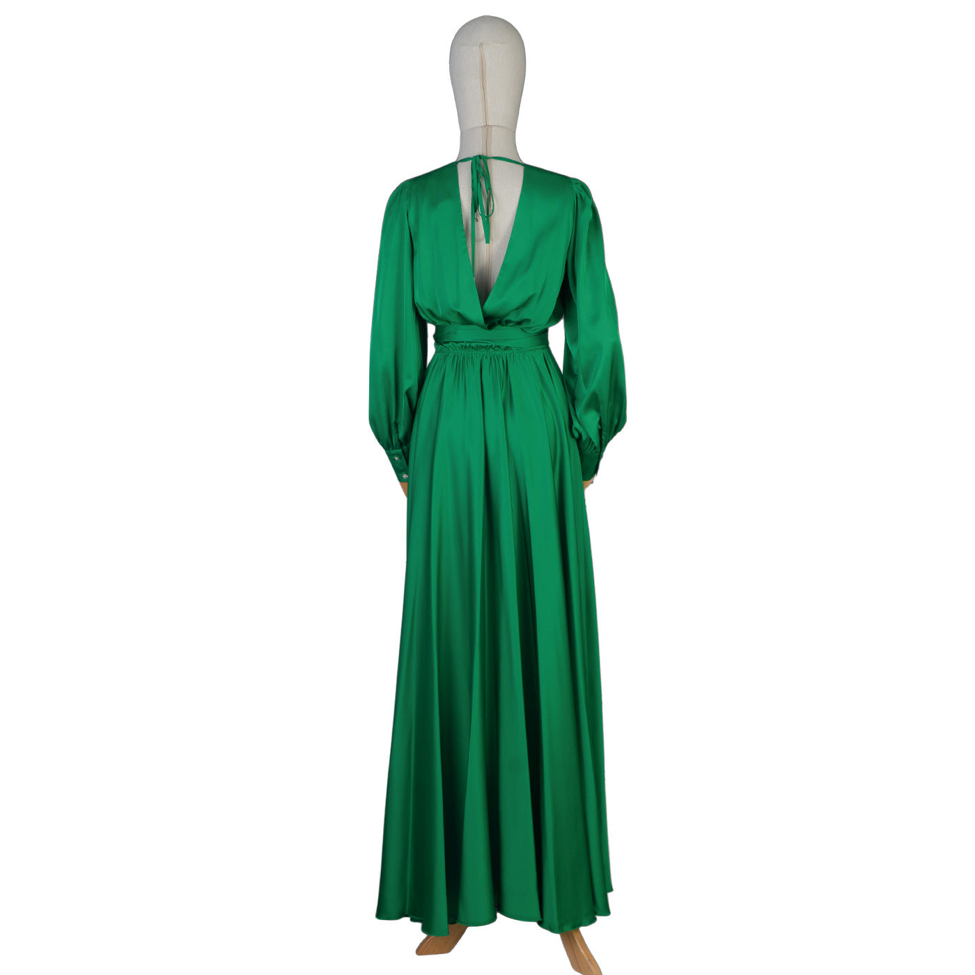 Emerald Green Wrap Maxi Dress – Elegant Flow in Every Step