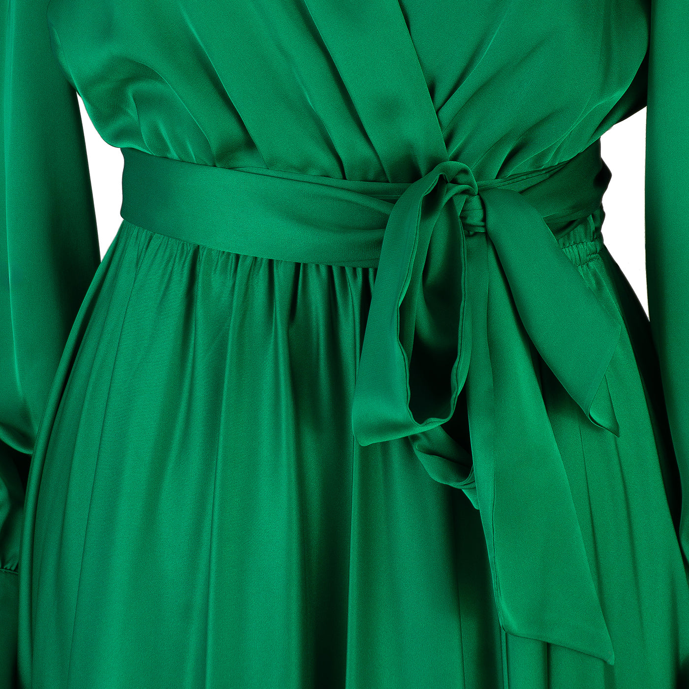 Emerald Green Wrap Maxi Dress – Elegant Flow in Every Step