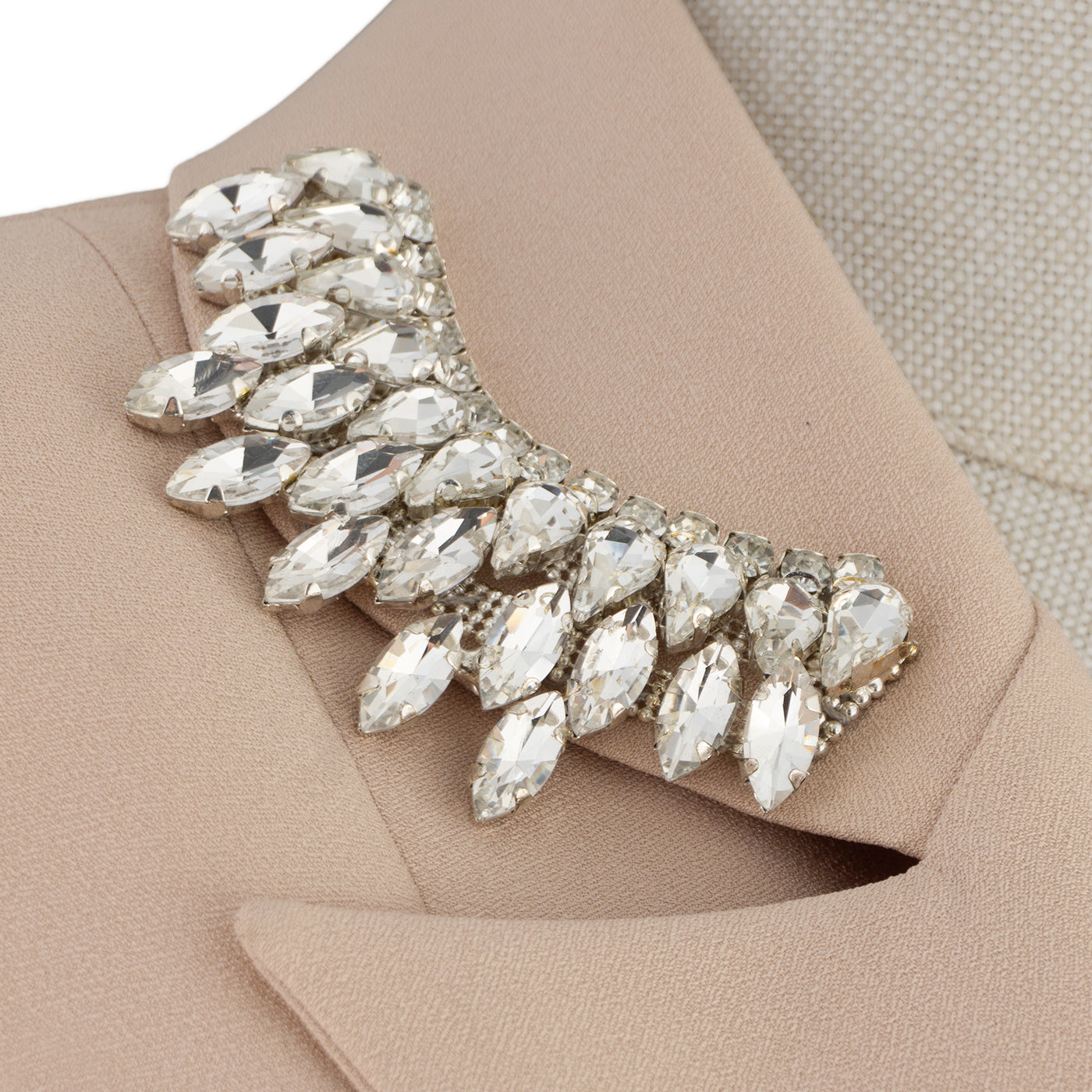 Beige Blazer Dress with Embellished Collar – Refined Smart Chic