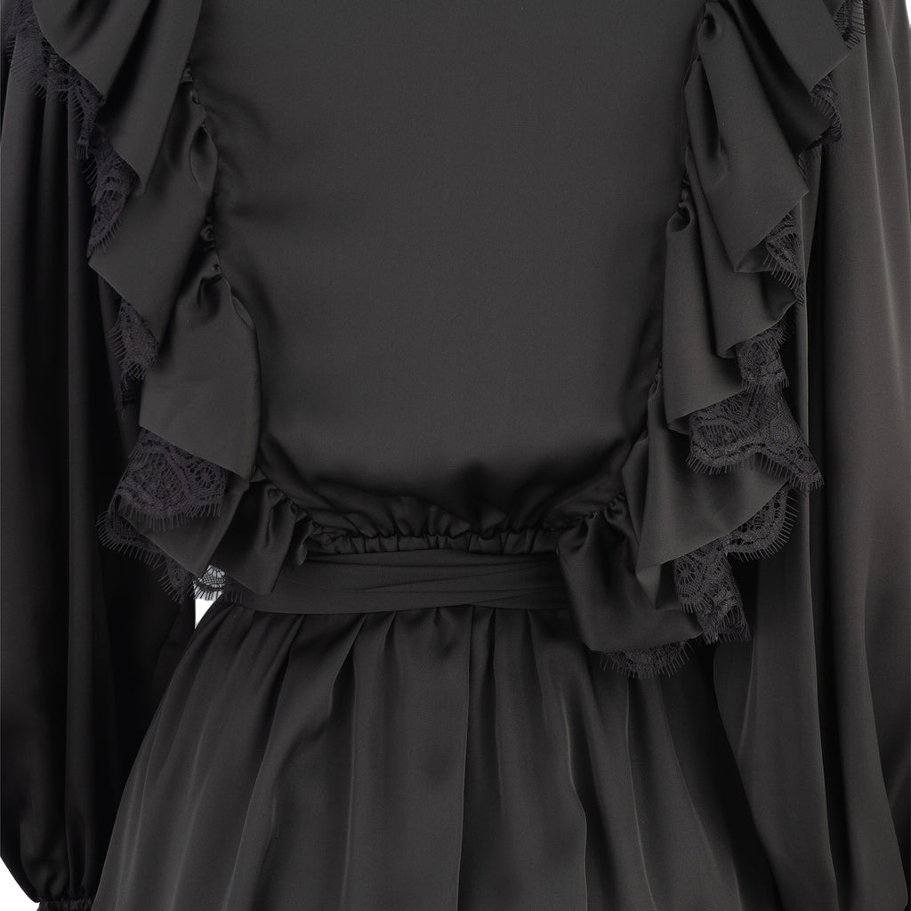 Black Ruffled Lace Dress – Romantic with an Edge