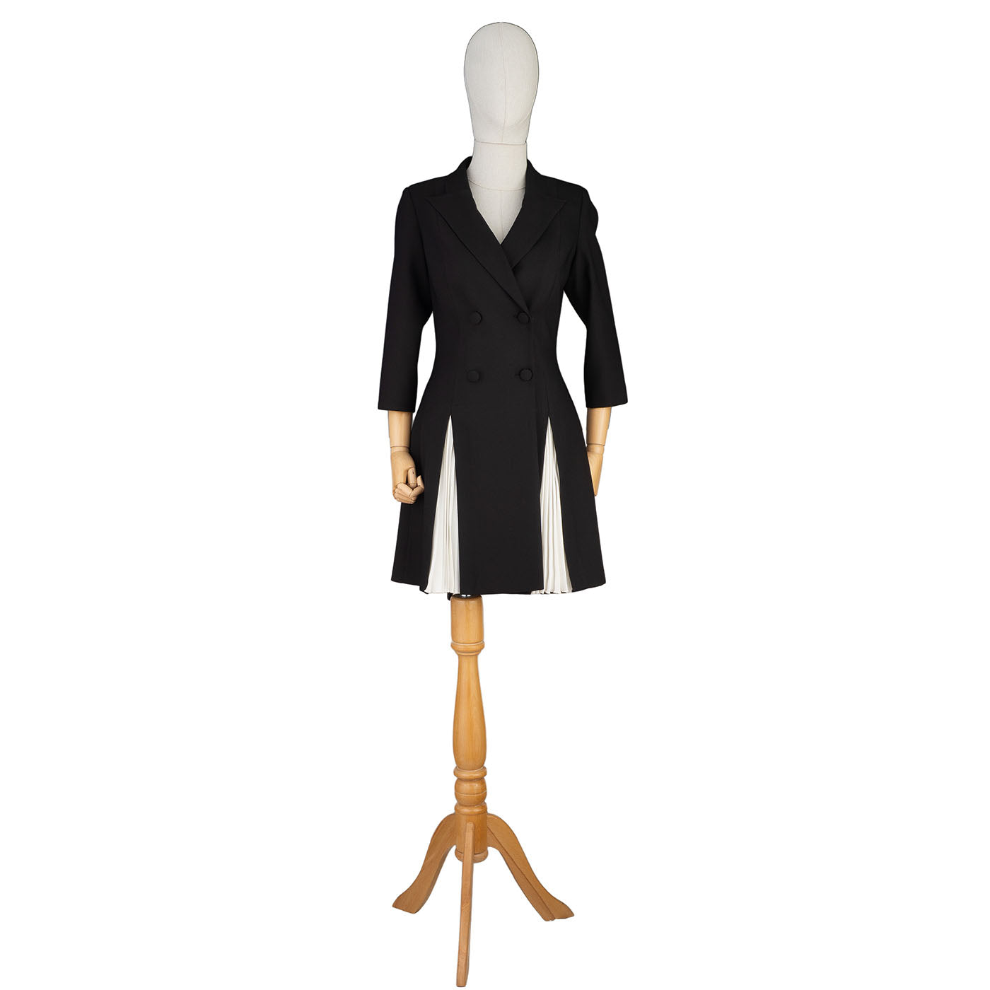 Black & White Pleated Blazer Dress – Sharp Elegance with a Twist