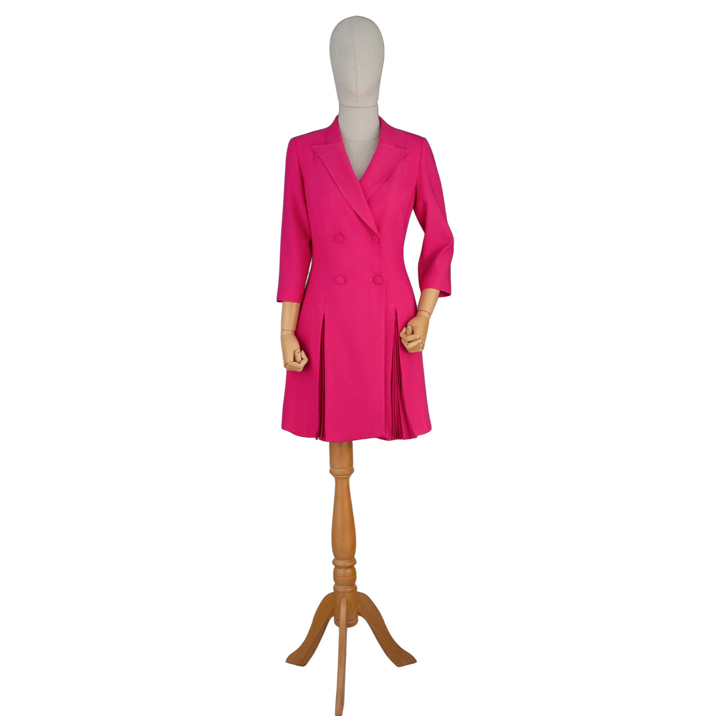 Fuchsia Pleated Blazer Dress – Power & Grace in Every Detail