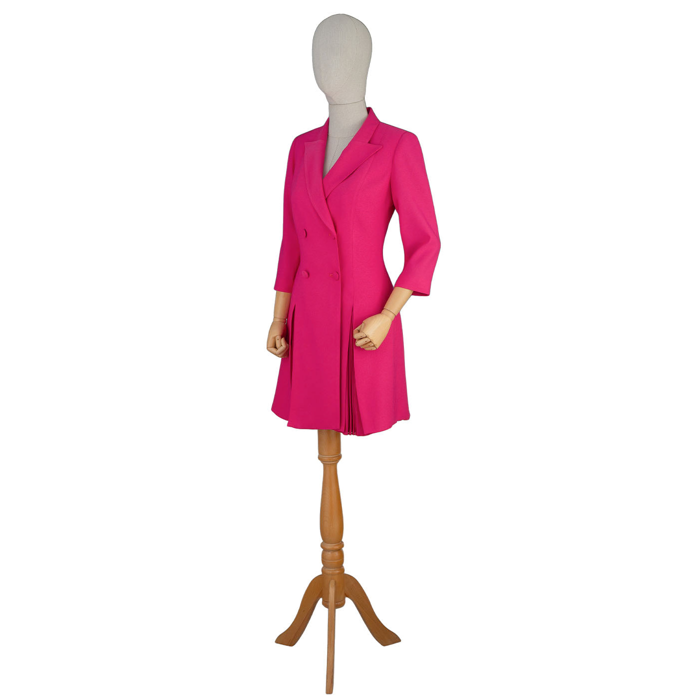 Fuchsia Pleated Blazer Dress – Power & Grace in Every Detail