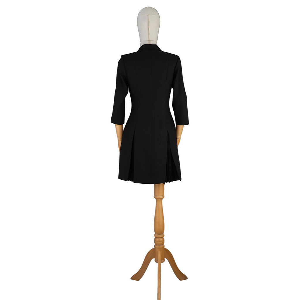 Black Pleated Blazer Dress – Minimal Elegance for Power Looks