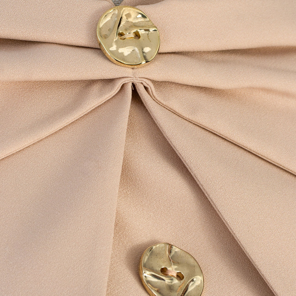 Beige Women's Maxi Coat Dress with Bow and Decorative Buttons