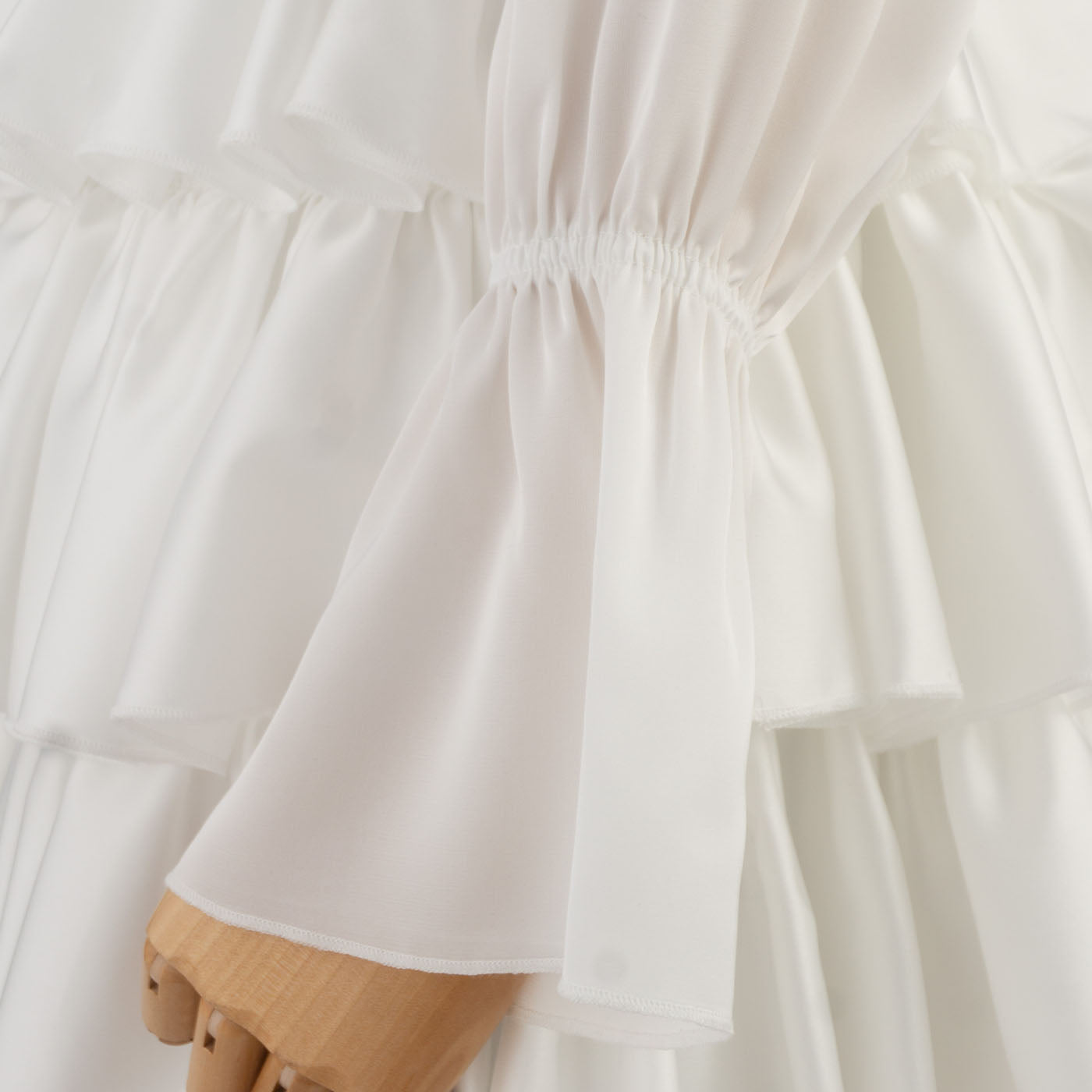 White Tiered Ruffle Dress with Belt