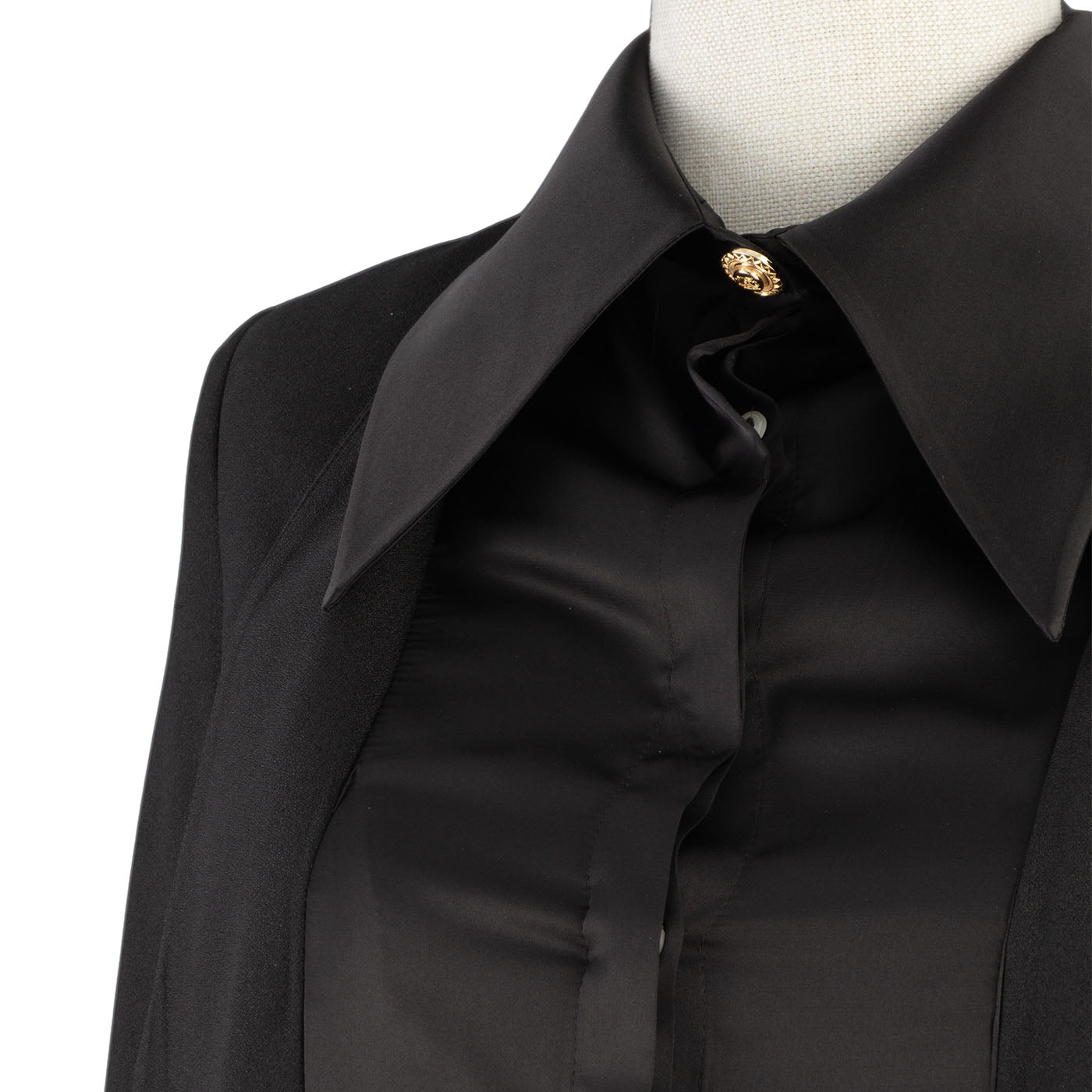 Black Women's Blazer Dress with Chain Belt