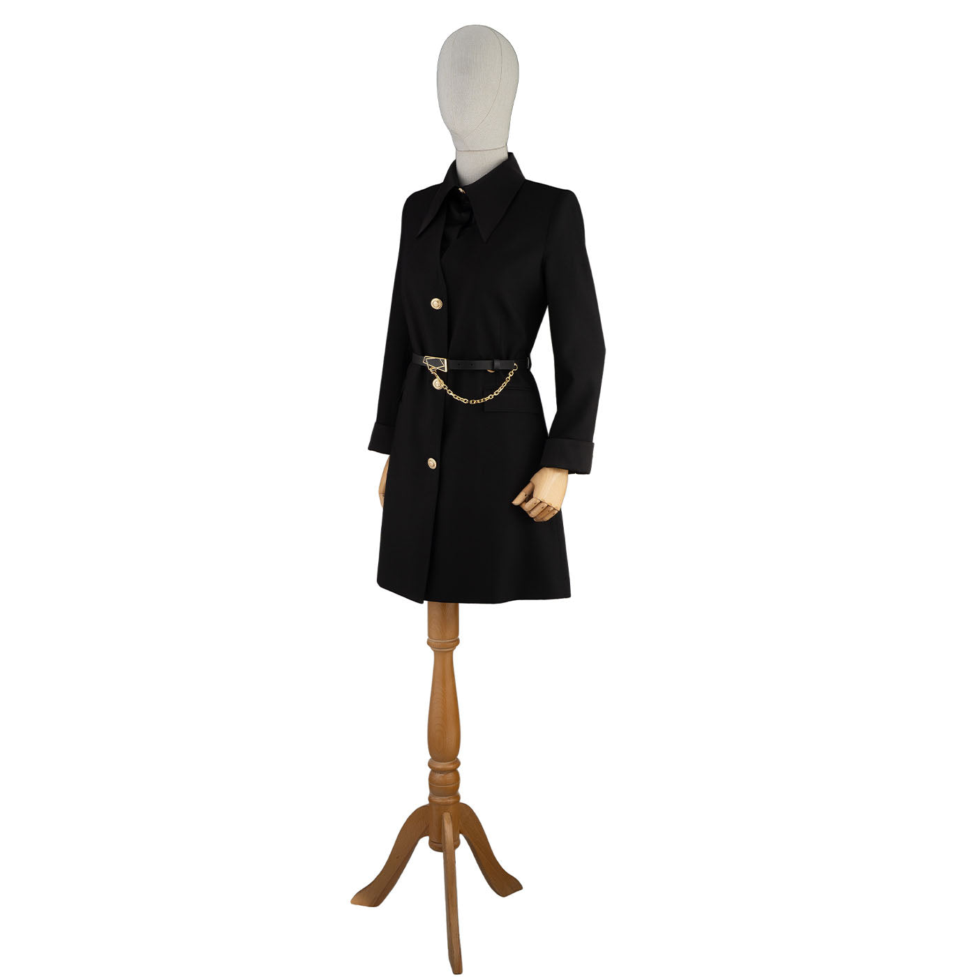 Black Women's Blazer Dress with Chain Belt