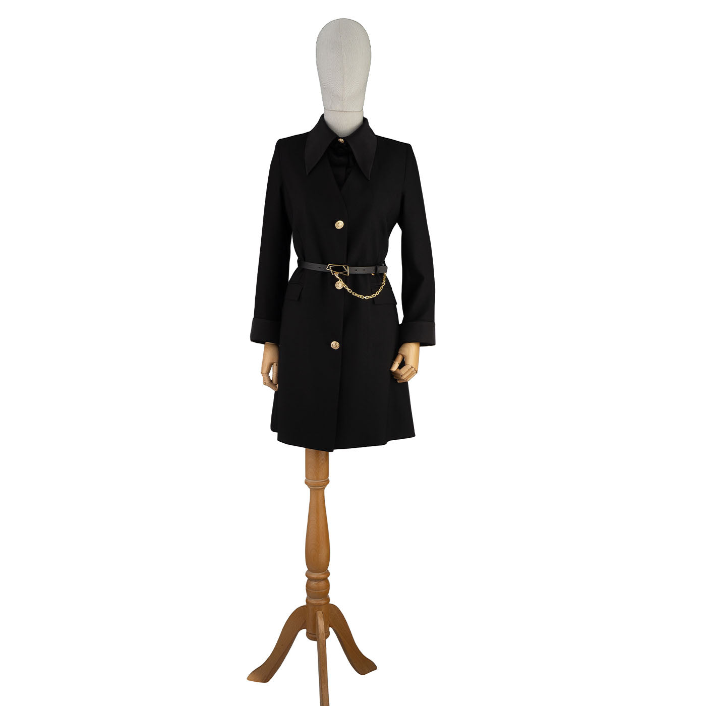 Black Women's Blazer Dress with Chain Belt
