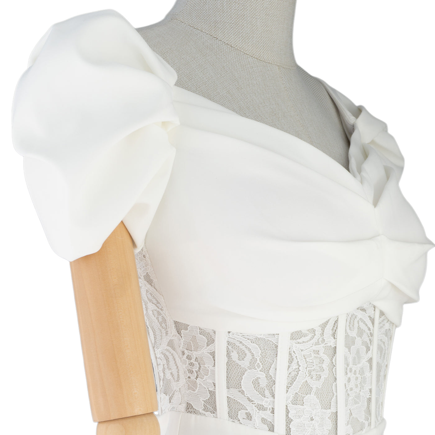 White Lace Corset Dress with Front Slit