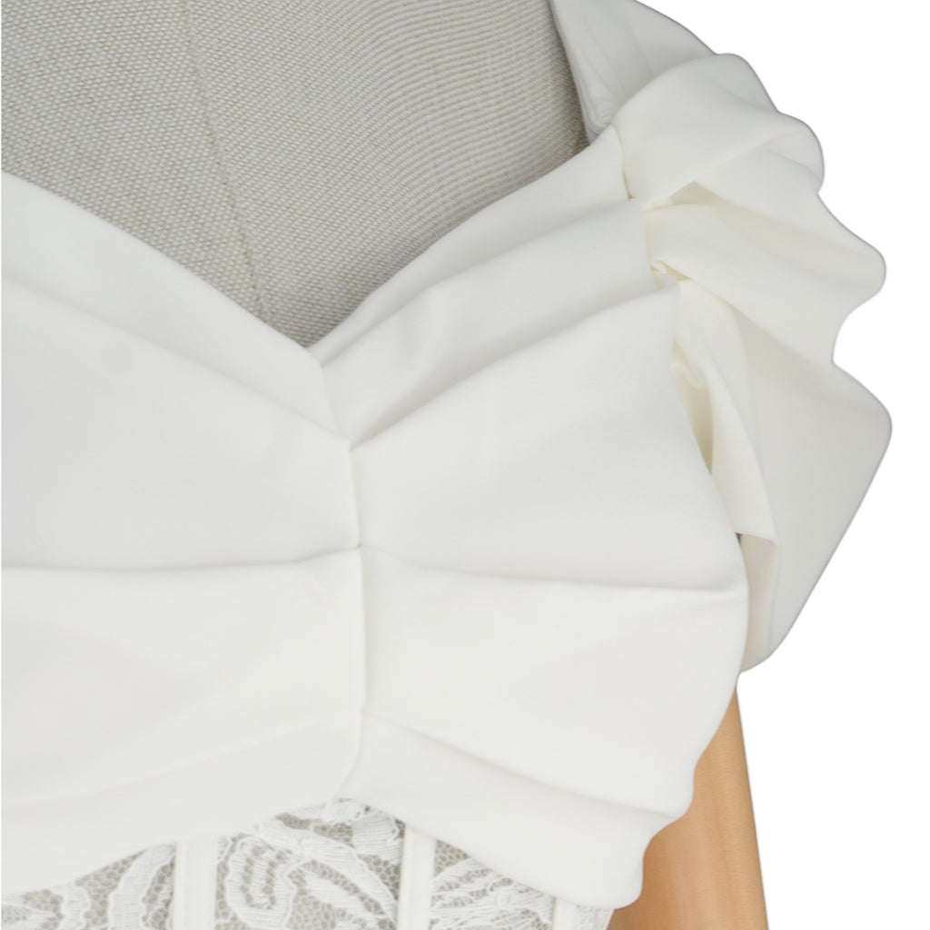 White Lace Corset Dress with Front Slit