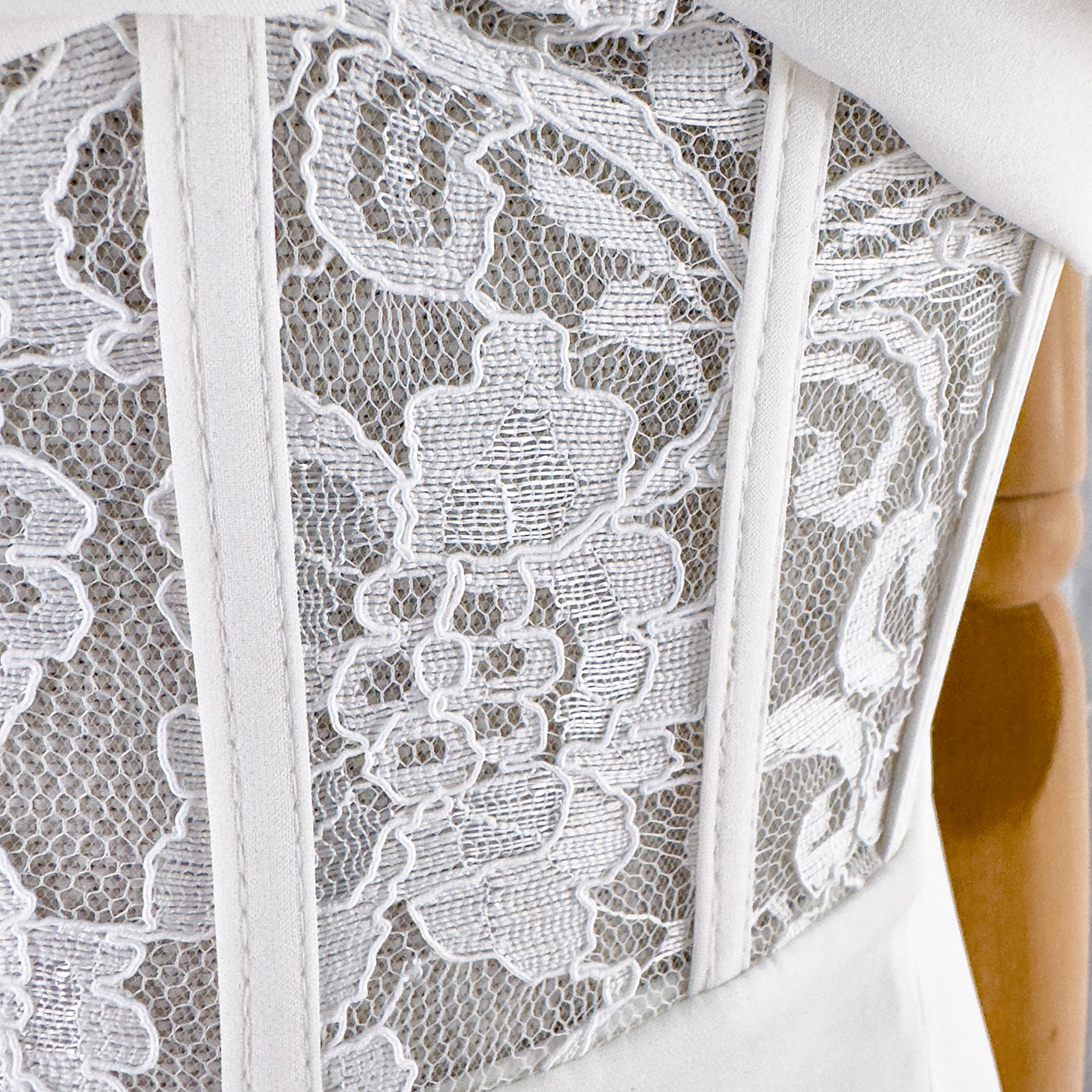 White Lace Corset Dress with Front Slit