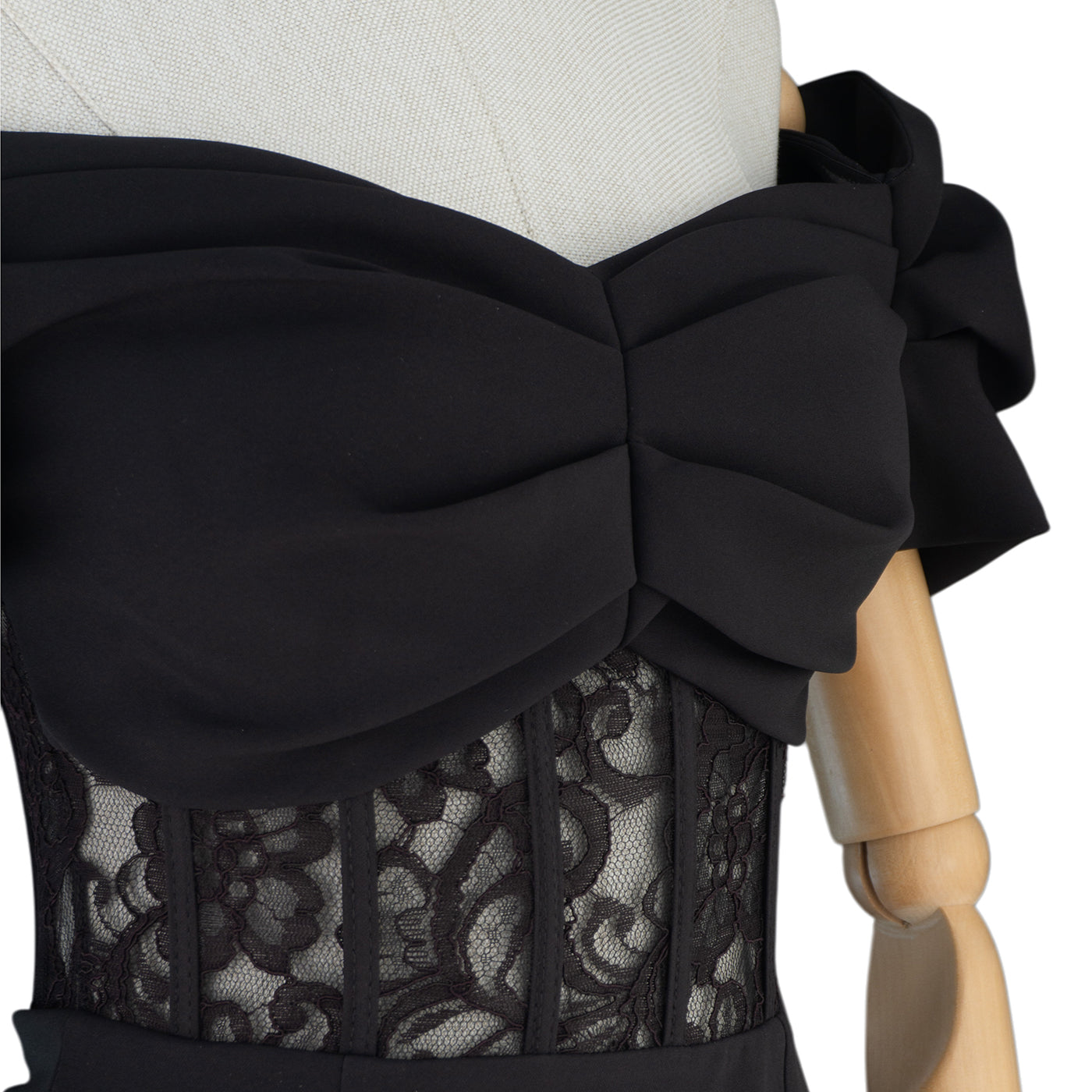 Elegant Black Dress with Lace Corset and Front Slit