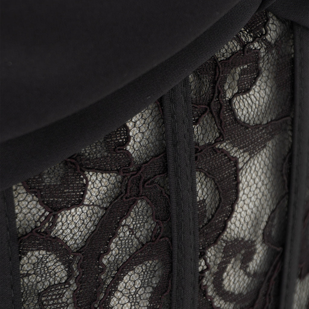 Elegant Black Dress with Lace Corset and Front Slit