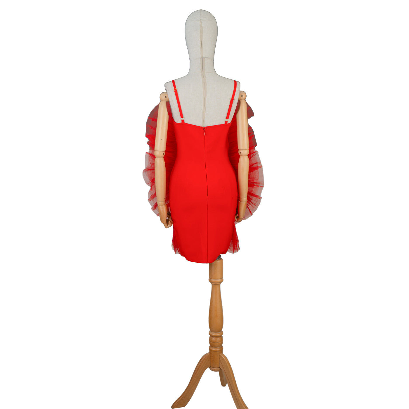 Red Tulle Rosette Dress with Sparkling Centerpiece