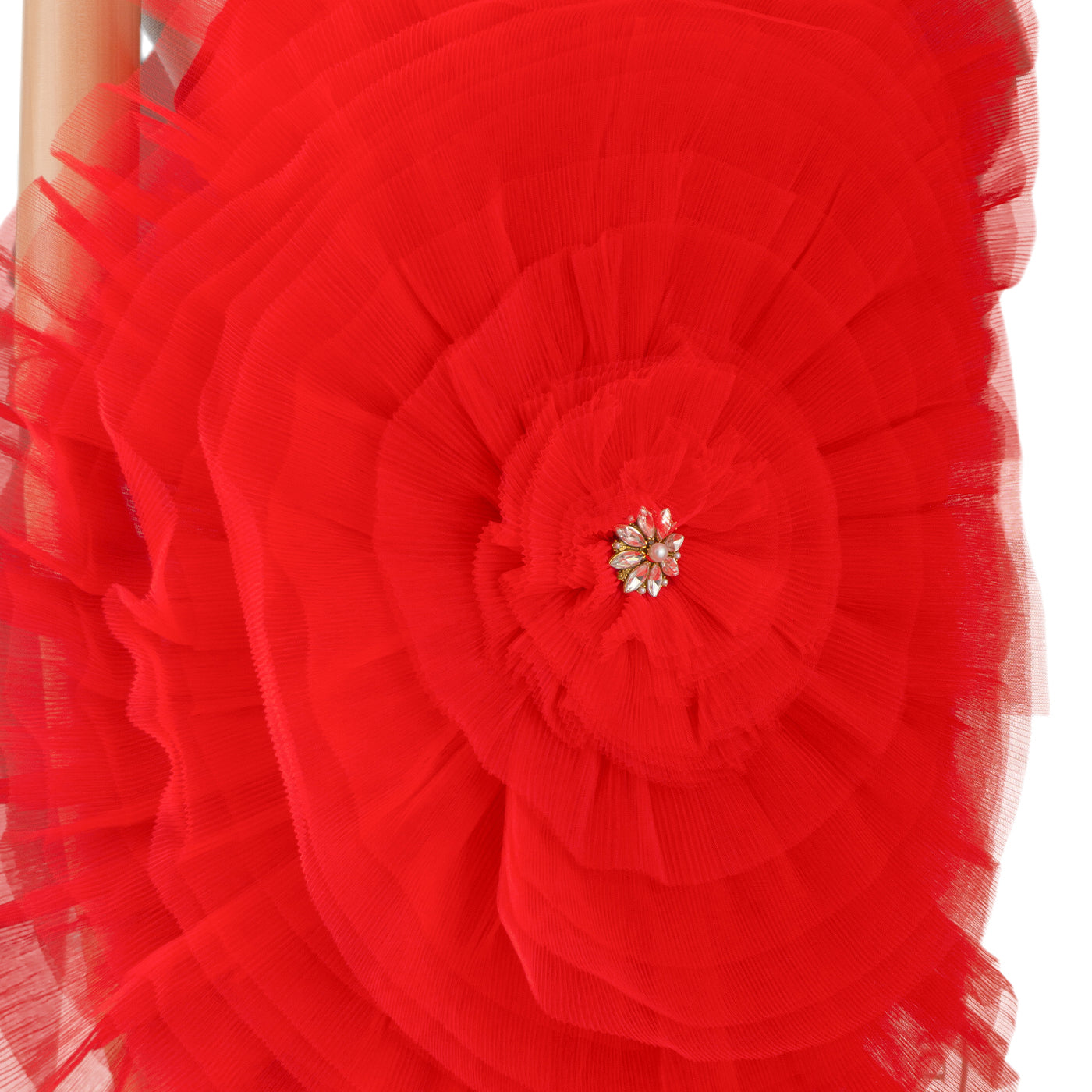 Red Tulle Rosette Dress with Sparkling Centerpiece