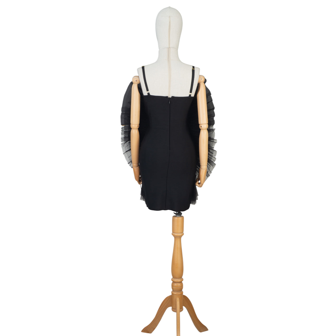 Statement Black Dress with Dramatic Tulle Detail