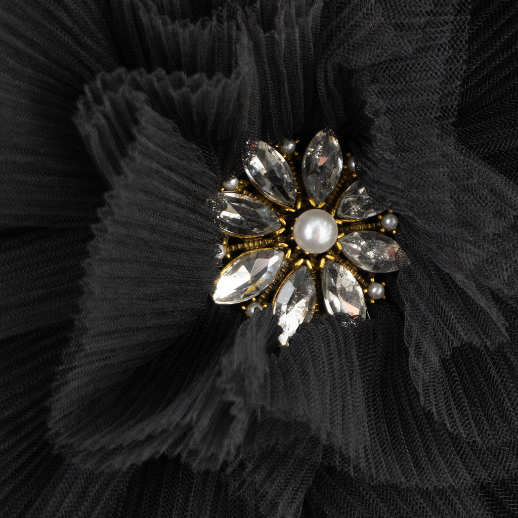 Statement Black Dress with Dramatic Tulle Detail