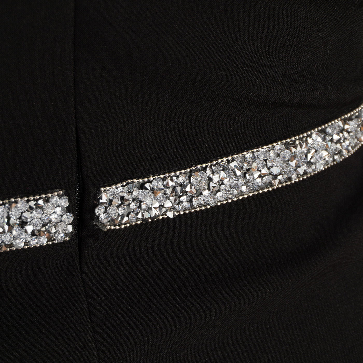 Elegant Black Feather Dress with Rhinestones — Glamorous Evening Gown