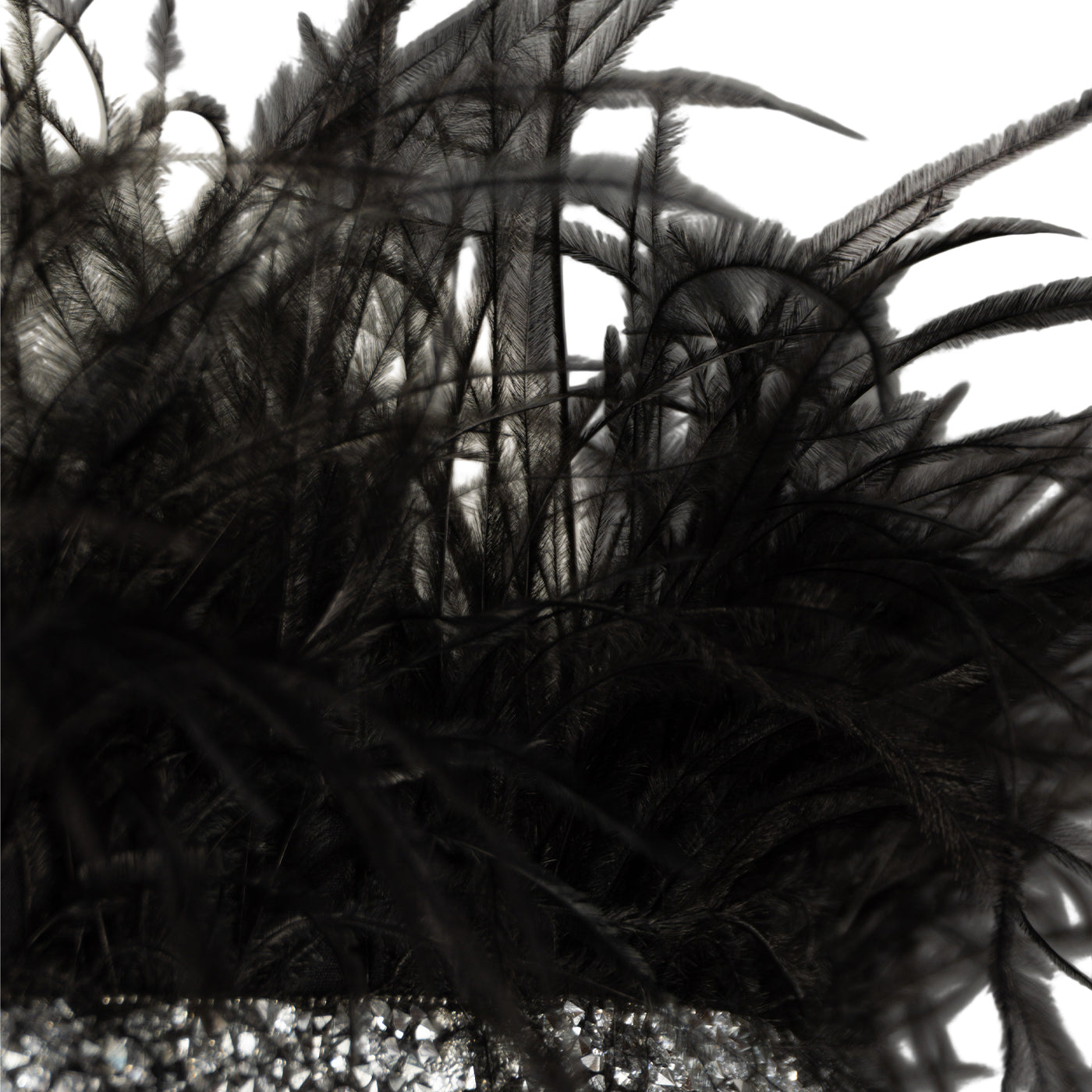 Elegant Black Feather Dress with Rhinestones — Glamorous Evening Gown