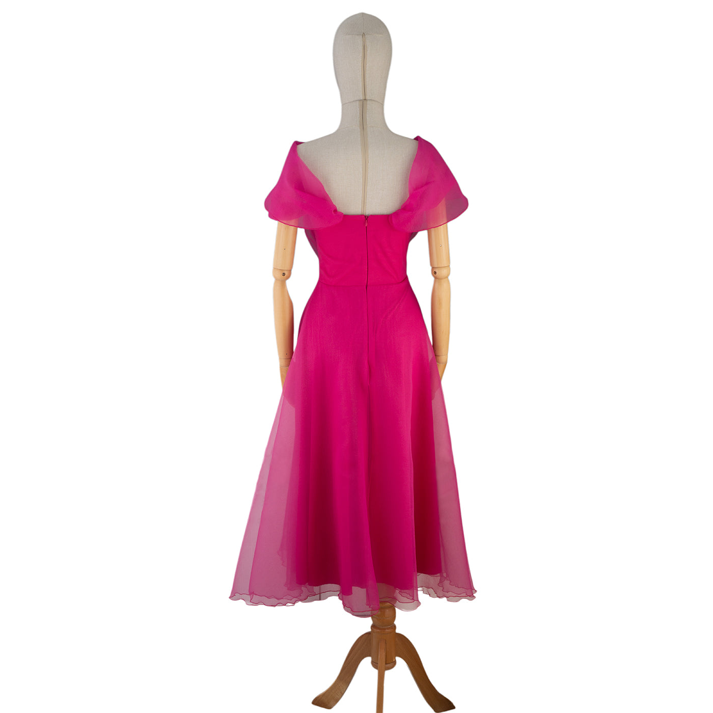 Airy Pink Off-Shoulder Chiffon Dress