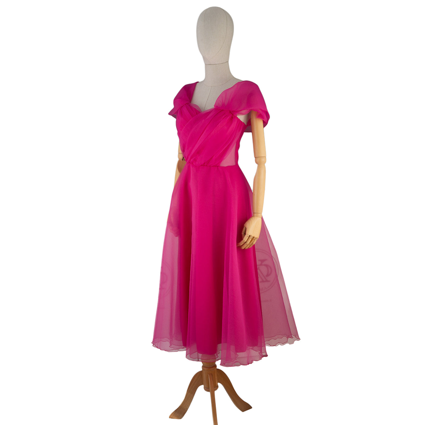 Airy Pink Off-Shoulder Chiffon Dress