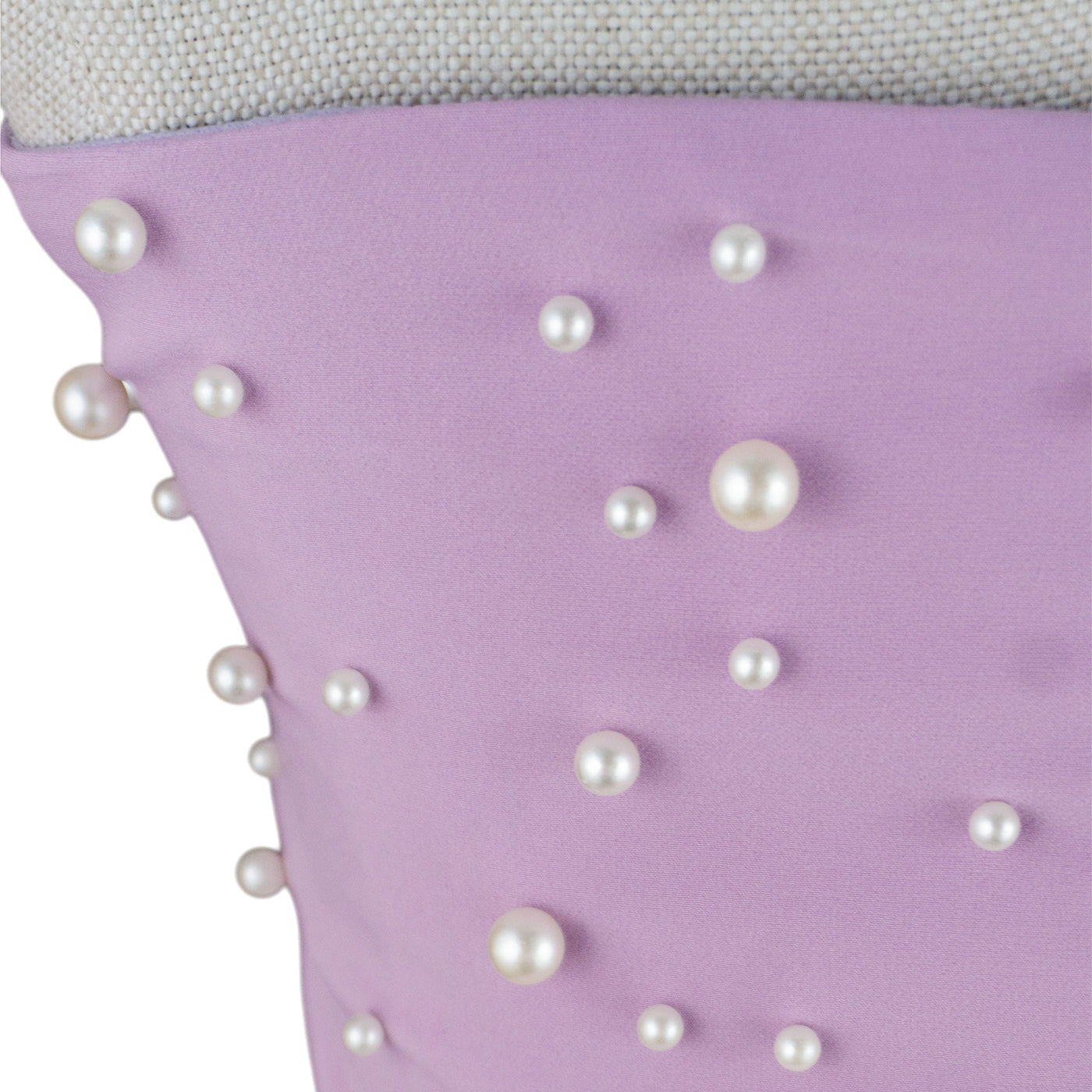 Lilac Strapless Midi Dress with Pearls and Feather Hem