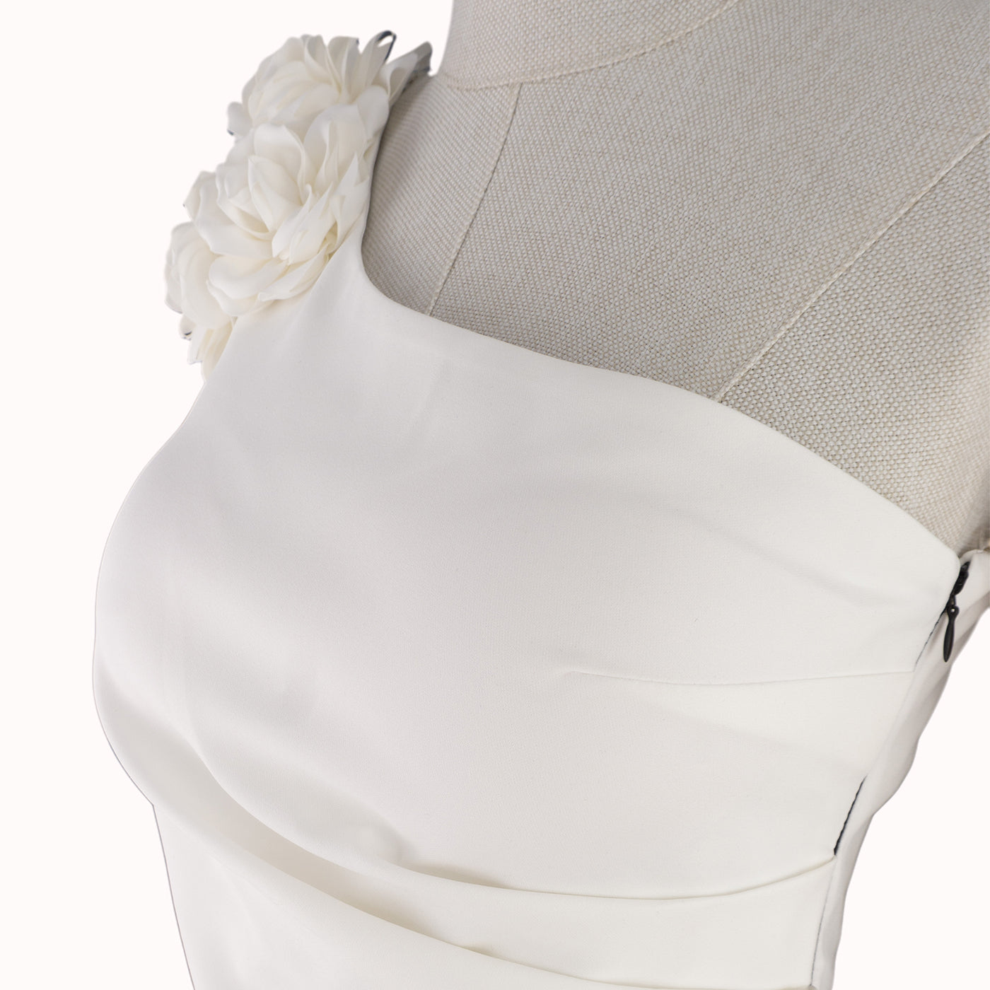 Elegant One-Shoulder Dress with Floral Accent