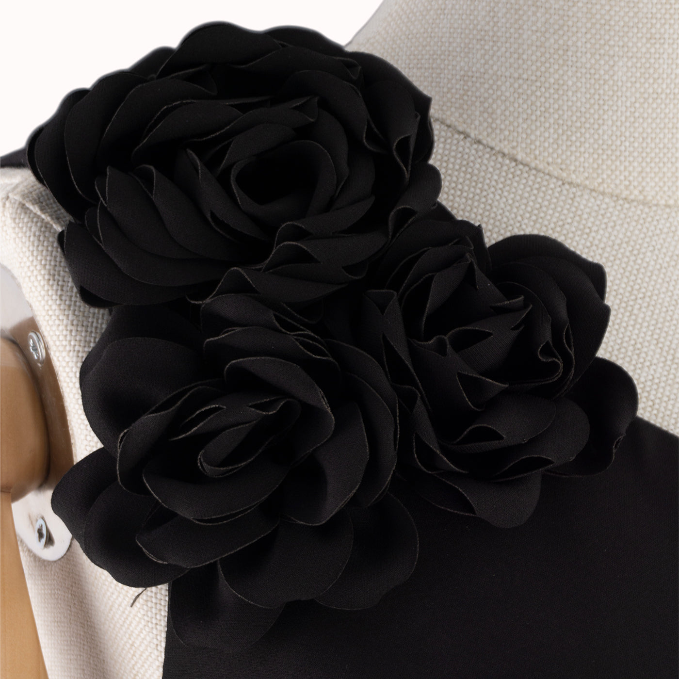 Black & White One-Shoulder Dress with Floral Accent