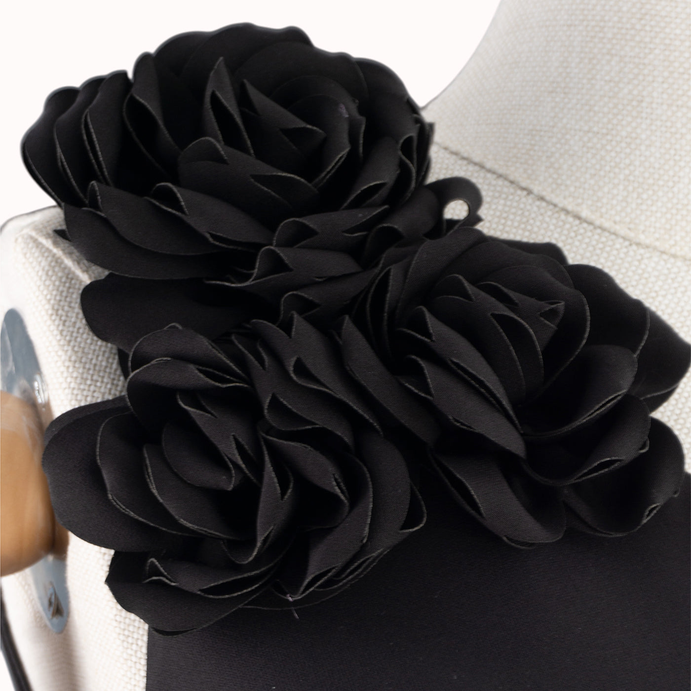 Black One-Shoulder Midi Dress with Floral Accent