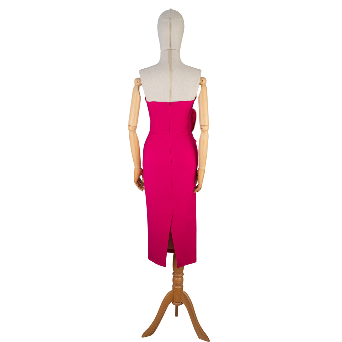Strapless Fuchsia Dress with Spiral &amp; Ruffle Detail