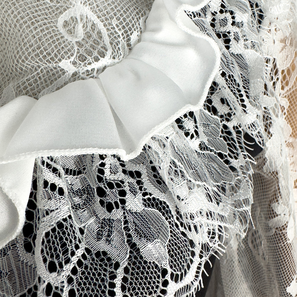 Black Mini Dress with Lace Sleeves &amp; Vintage Bow