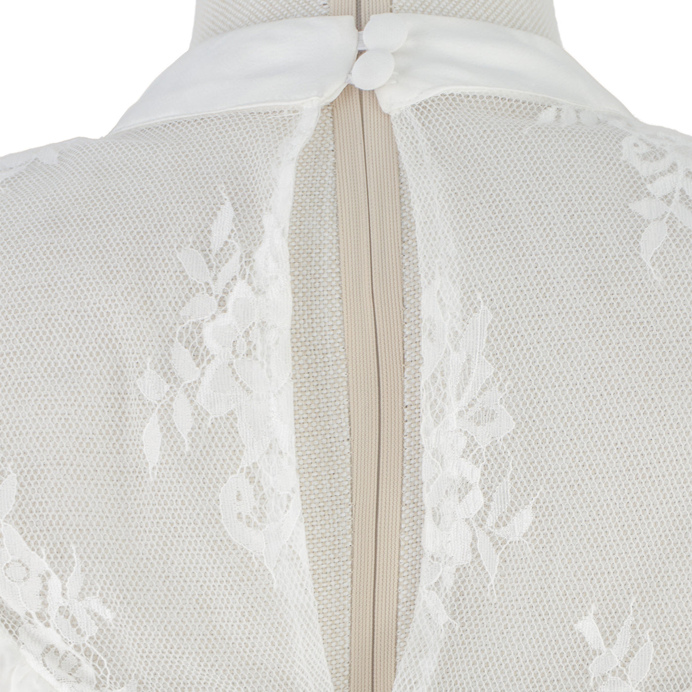 White Mini Dress with Lace Sleeves and Bow Detail