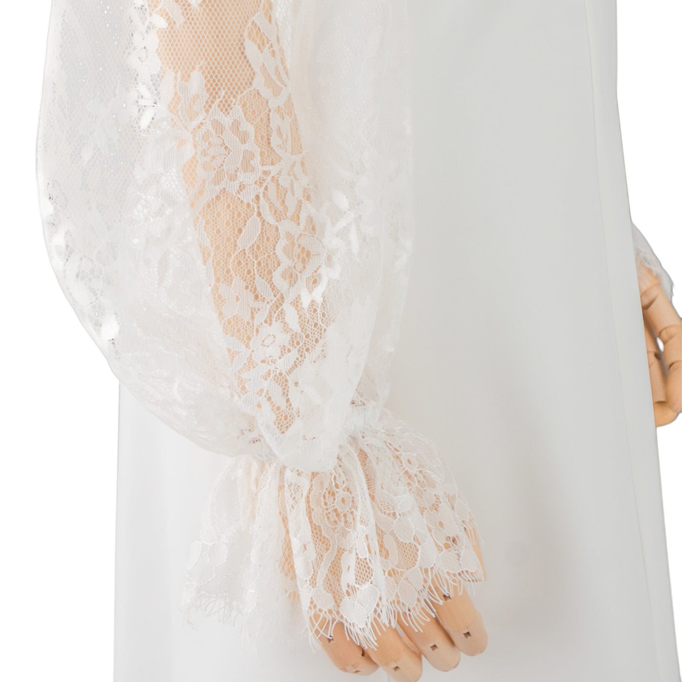 White Mini Dress with Lace Sleeves and Bow Detail
