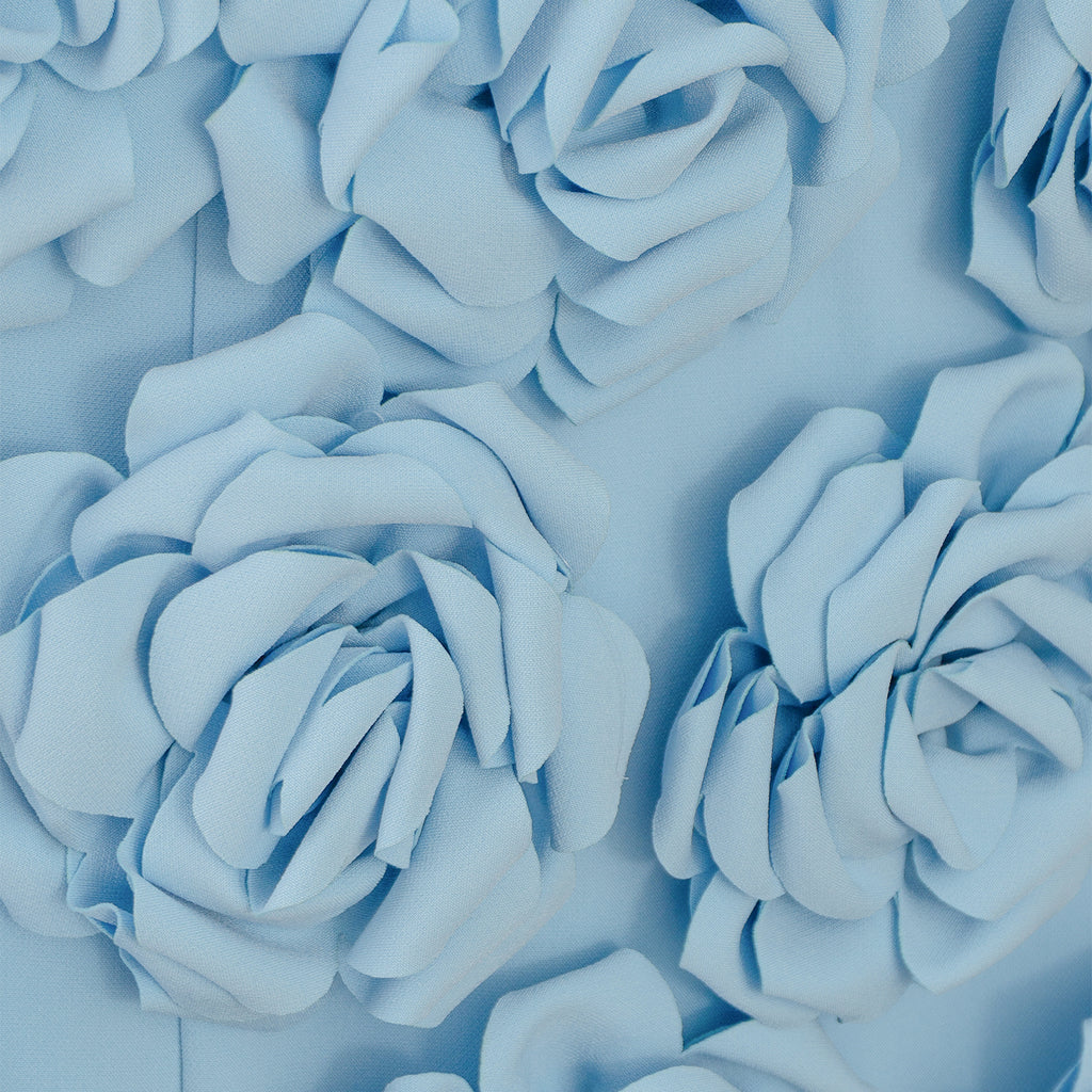 Light Blue Strapless Mini Dress with 3D Floral Skirt