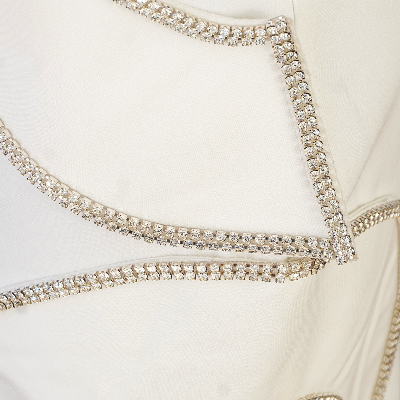 White Strapless Dress with Sculptural Wavy Trim