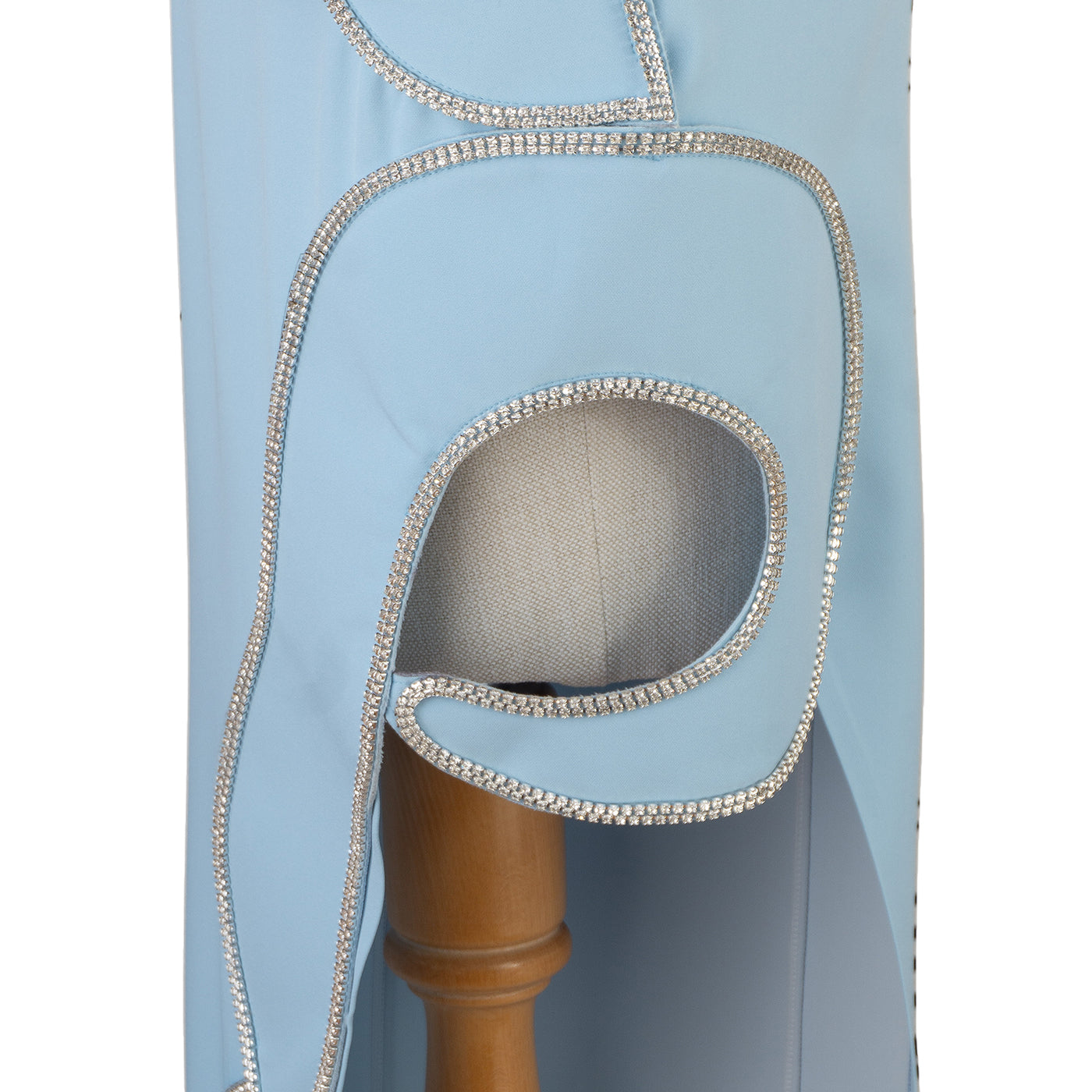 Light Blue Strapless Dress with Sculptural Rhinestone Trim