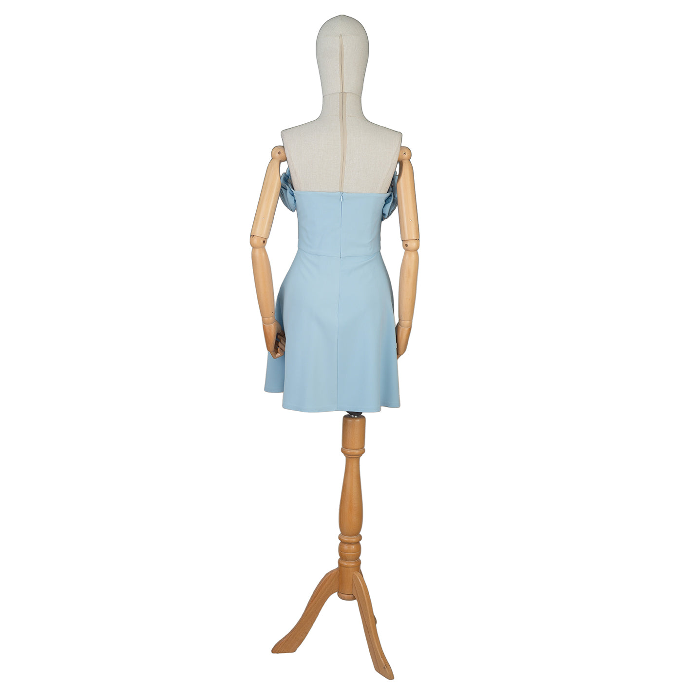 Light Blue Mini Dress with 3D Rose Detail